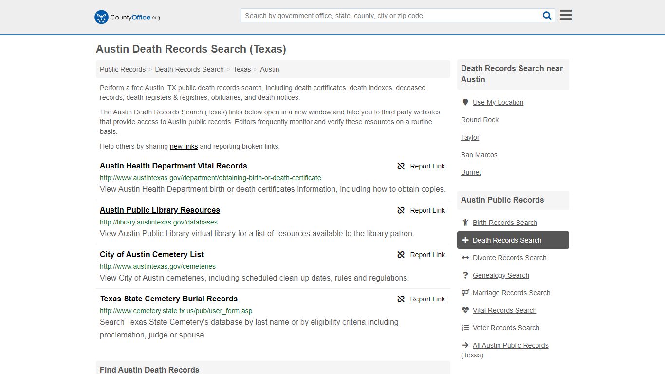 Death Records Search - Austin, TX (Death Certificates & Indexes)
